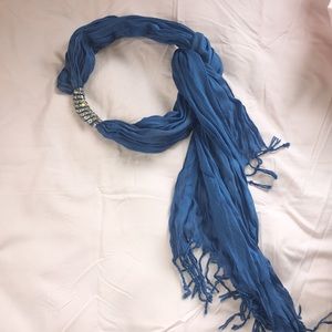 Blue Scarf with silver accent